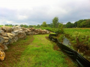 Southern View of the new Ahearn Lane Retaining Wall and Willow Creek